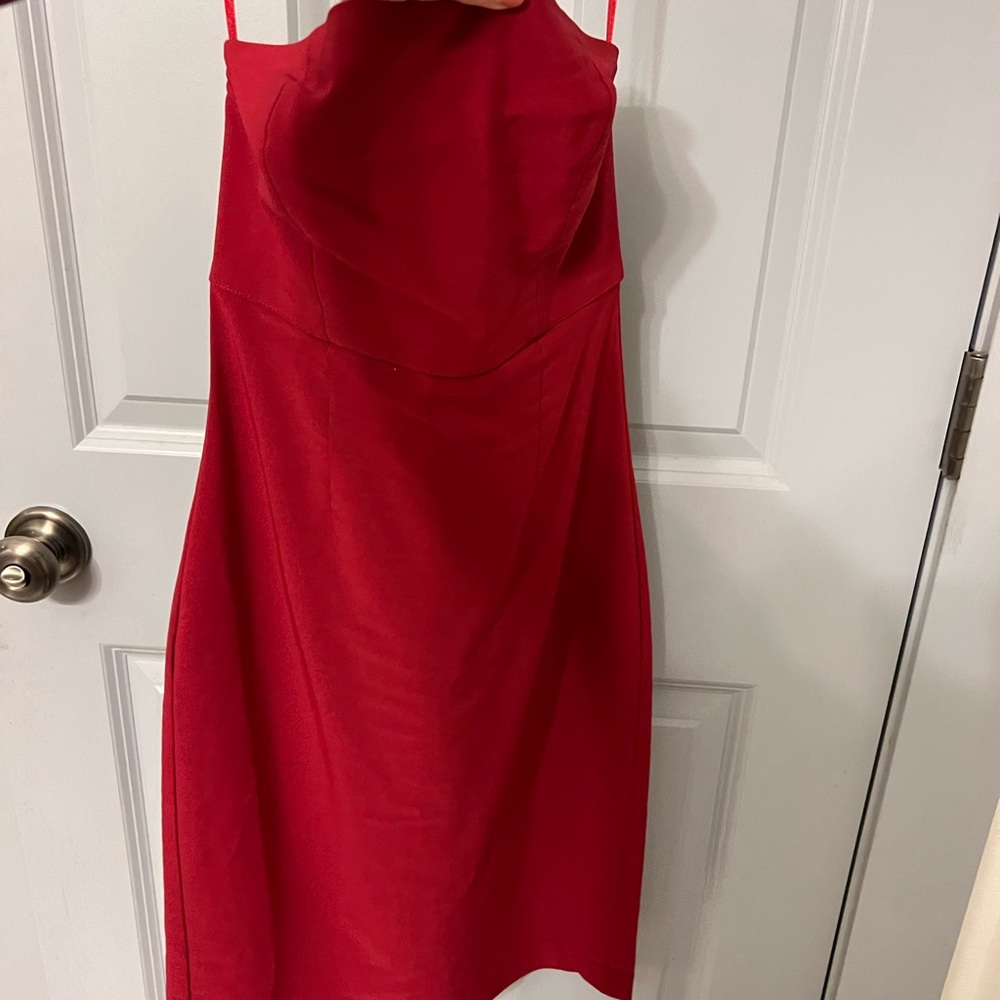 Red Express Strapless Dress 👗 - Picture 3 of 5
